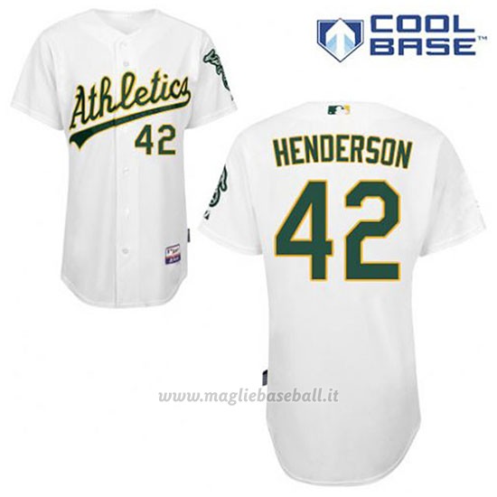 Maglia Baseball Uomo Oakland Athletics Dave Henderson 42 Bianco 1ªCool Base